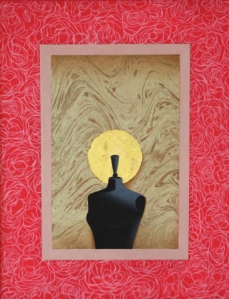 Ayesha Durrani PORTRAIT OF A LADY 2008 Gold leaf marbling and gouache on wasli 14 x 11 in.
