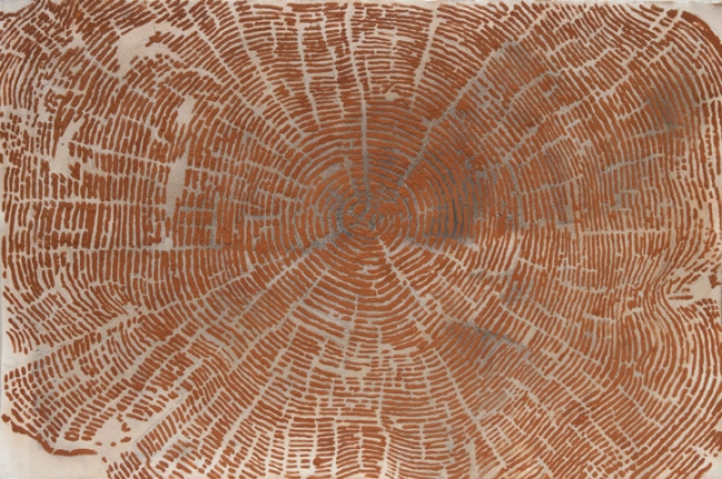 G. R. Iranna, The Body, 2017, Brick powder on paper, 42 x 56 in
