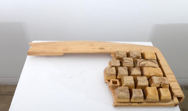 Debanjan Roy, Untitled (Keyboard), 2013, carved wood, 12 x 18 x 2 in