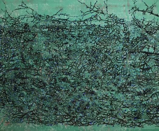 G. R. Iranna, Eternal Flowers, 2017, Acrylic on tarpaulin, 54 x 66 in