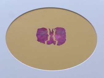 Abdullah M. I. Syed, Rose Petal Self Portraits: Silhouettes 21-22 - Single Red Rose, 2019, Hand-cut single rose petal on archival metallic paper with clear acetate, 12 x 16 in