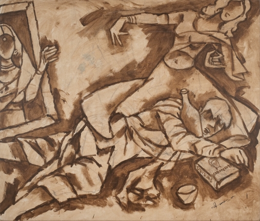 M. F. Husain Devdas 2002 Acrylic on canvas 60 x 70 in