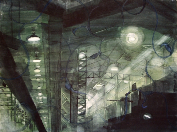 Indrapramit Roy Small Factory 2007 Watercolor on paper 18 x 23.5 in.