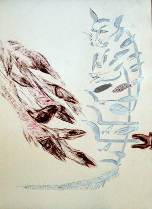 Dhali Al Mamoon LOST MEMORY 2 2014 Lead pencil, tea and acrylic on paper 42 x 30 in.