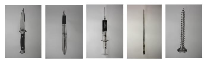 Ayaz Jokhio POINT TO BE NOTED (set of 5 works) 2008 Charcoal and dust on paper 18 x 26 in. each