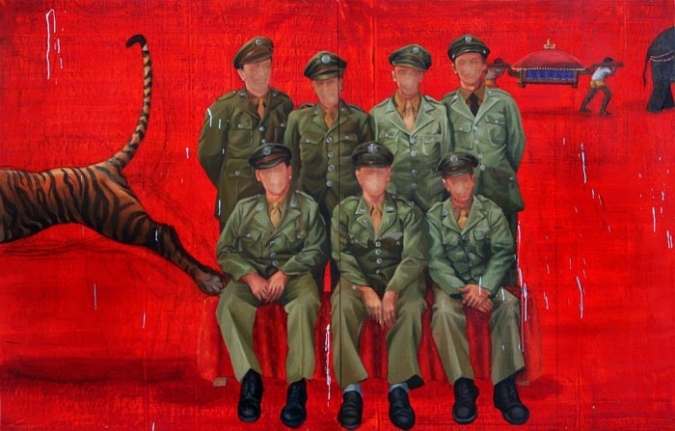 Untitled 2 - A day from your Diary 2008 Acrylic on tarpaulin 66 x 104 in. (diptych)