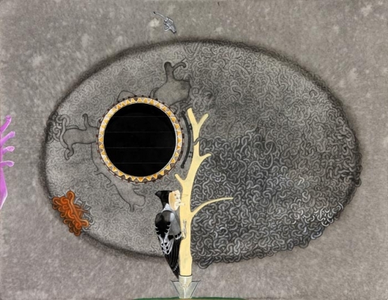 Anandajit Ray TOTEM PROPOSAL (B) 2009 Watercolor, gouache, aquarelle pencil on paper 19.5 x 25.5 in.