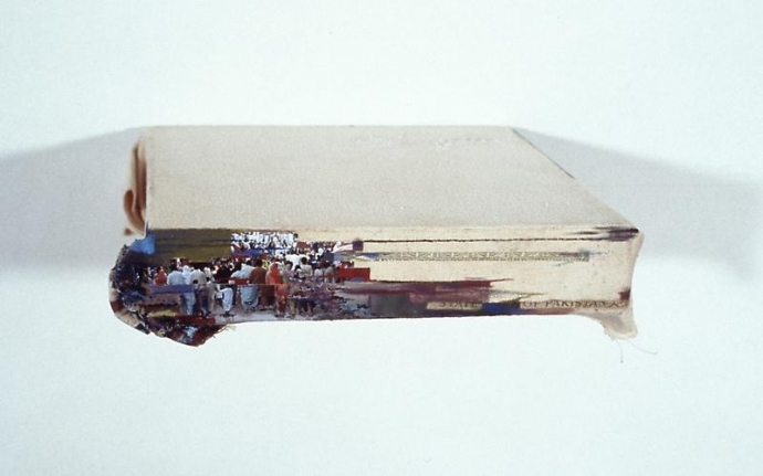 Saad Qureshi WE THE PEOPLE 2008 Oil and photograph on canvas 8 x 8 in.