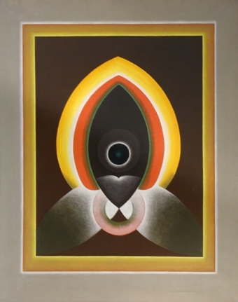 G.R. Santosh UNTITLED (GREY BORDER) Oil on canvas 50 x 40 in. SOLD