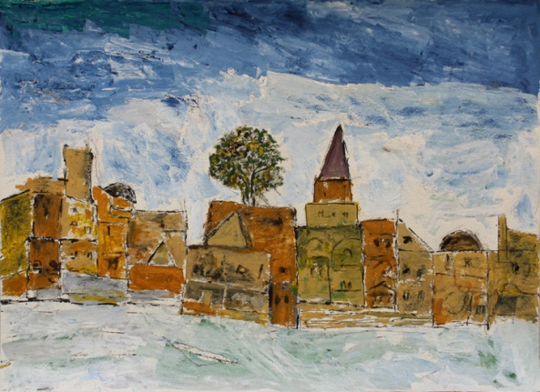 Ram Kumar UNTITLED ABSTRACT 11 (TOWNSCAPE) 2013 Acrylic on paper 22.5 x 30 in.