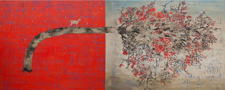 G. R. Iranna Full of Ego, 2017 Acrylic on tarpaulin 54 x 134 in