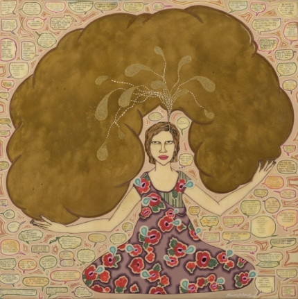 Dhruvi Acharya Thoughts III 2015-6 Collage, pastel and synthetic paint on unprimed linen 24 x 24 in.