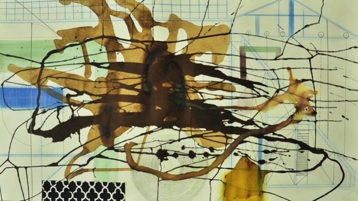 M. Pravat Untitled (C2) 2016 Mixed media on paper 24 x 42 in.