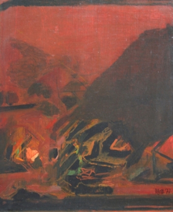 S.H. Raza Untitled Brown Abstraction 1977 Oil on canvas 16 x 13 in.