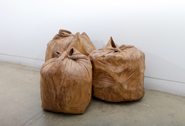 Debanjan Roy UNTITLED (GARBAGE BAGS) 2013 Wood Height: 16 in. (Each)