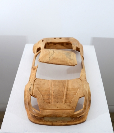 Debanjan Roy, Untitled (Toy Car), 2013, carved wood, 16.50h x 7.50w x 4d in