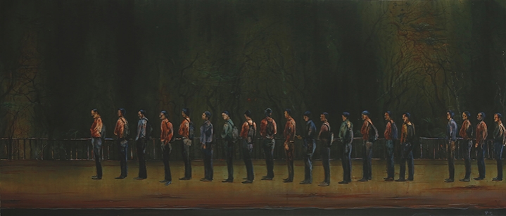 Sujith S.N., Archetype, 2018, Watercolor on paper, 35 x 82 in