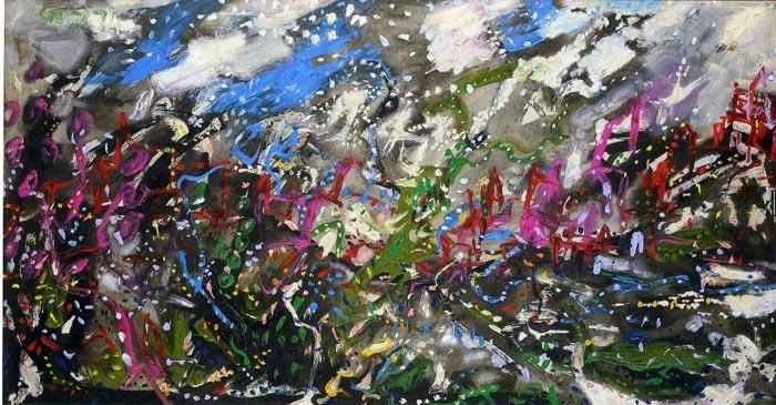 Francis Newton Souza LANDSCAPE 1974 Oil on canvas 27 x 51 in.