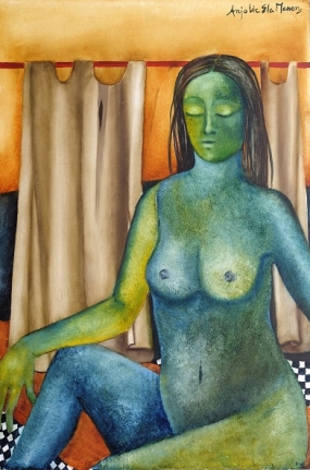 Anjolie Ela Menon NUDE 2009 Oil on Masonite Board 36 x 24 in.