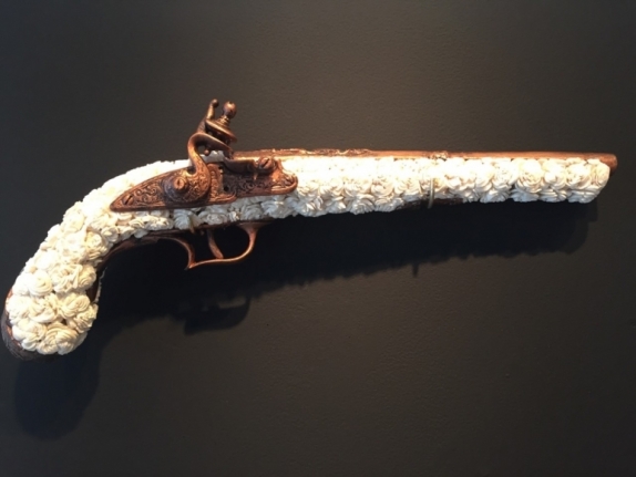 Promotesh Das Pulak Musket Gun 2014 Shola flowers, resin 6 x 17 x 2 in