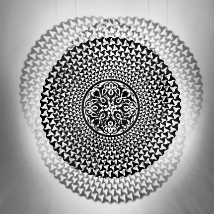 Anila Quayyum Agha Flight of a Thousand Birds, 2018 Mirrored stainless steel 46 x 46 in