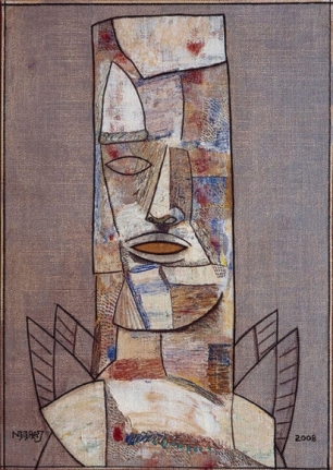 Neeraj Goswami MAN WITH TWO PAIRS OF WINGS 2008 Acrylic on canvas 46.5 x 33 in.