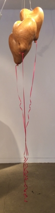 Debanjan Roy, Untitled (Balloon Installation), 2013, carved wood, 14 x 10 x 10 in