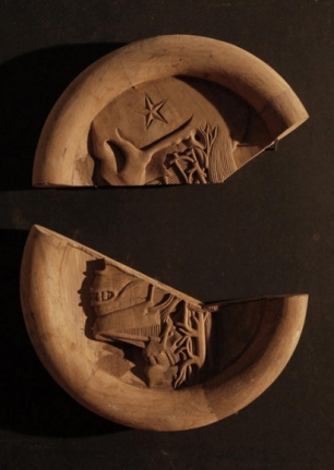 Riyas Komu OLD NEW BELIEF & UNCLAIMED DEAD BODIES 2008 Wood and mixed media Various sizes