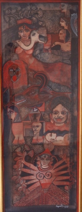 Jaysri Burman DIVINE MOTHER 2005 Watercolor and ink on paper 65 x 24 in.