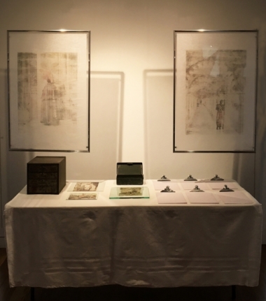 Liz Ferrnando Passage of Time 2016 Mixed media installation with photoprints on Japanese paper on glass Dimensions variable.