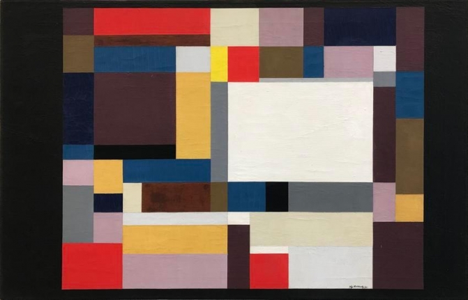 Ilya Bolotowsky, Black Light, 1950, oil on canvas, 22 x 34 in.