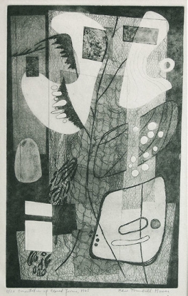 Orientation of Closed Forms, 1945, etching, ed. 20, 15 3/4 x 9 3/4 in.
