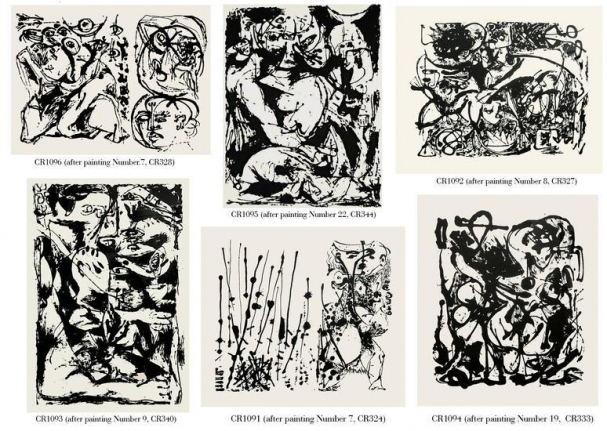 Portfolio of Six Screenprints, printed in 1964 by Bernard Steffen under the supervision of Sanford McCoy. Authorized by Lee Krasner-Pollock. Various composition dimensions, sheet size 29 x 23 in.