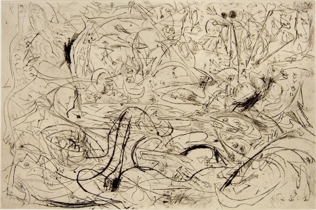Untitled, 1082 (P19), c. 1944-45, printed 1967, engraving and drypoint on white Italia paper, 11/50, 19 13/16 x 27 1/4 in.