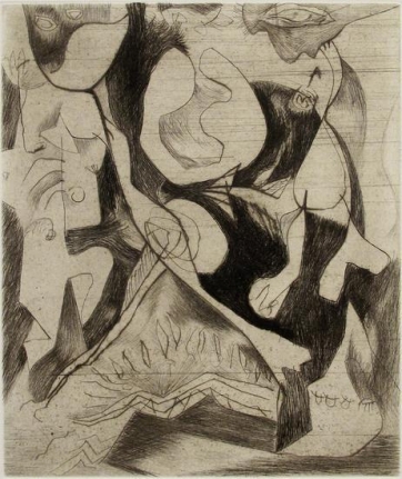 Untitled, 1071 (P13), c. 1944-45, printed 1967, engraving and drypoint on white Italia paper, ed. 13/50, 20 x 13 5/8 in.