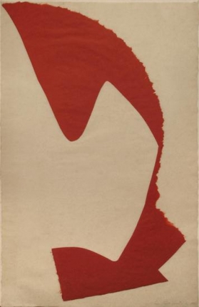 Leon Polk Smith, Untitled, 1964, torn paper drawing, 39 x 25 in., signed and dated l.r.