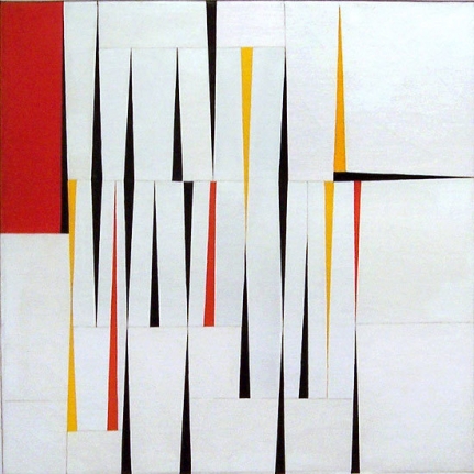 Pointed Accents #1, 1945, oil on canvas, 36 x 36 in., Inscribed verso: "Suggested by Indian sand drawings, N. Mexico"