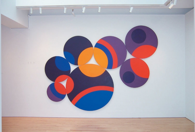 Constellation Twelve Circles, 1969, acrylic on canvas, 102 x 146 in. (Installation view)