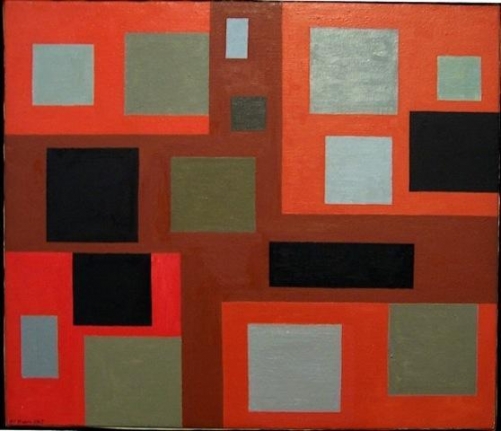 #1 Towards a Paradox, 1969, oil on canvas, 19 x 22 in. by Alice Trumbull Mason