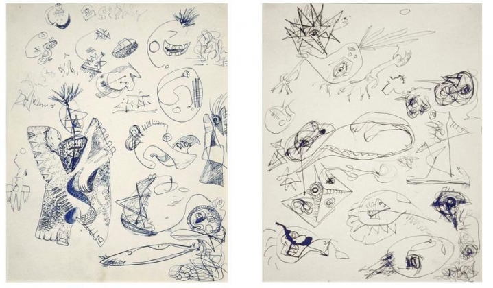 Jackson Pollock, Untitled, c. 1939-42, pen and brown ink with touches of brown crayon on paper, 13 x 10 3/8 in. CR#578 (double-sided)