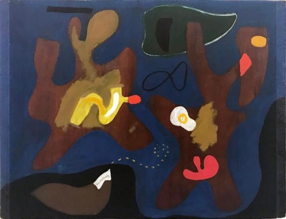 Small Biomorph, c. 1935, oil on board, 12 x 15 ½ in.