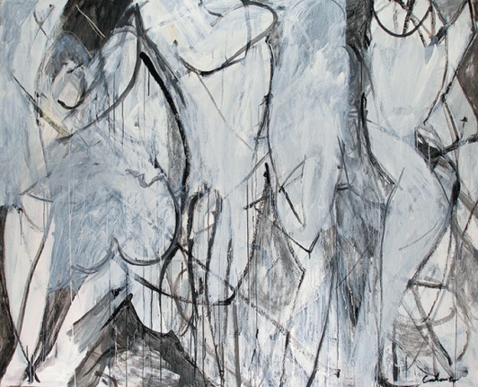 Social Phobia, 2009, acrylic on canvas, 75 x 94 in.