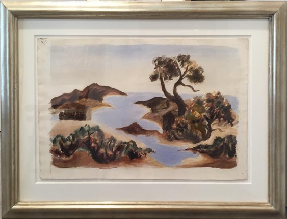 Vineyard Inlet with Tree, c. 1934-38, watercolor on paper, 15 1/2 x 22 3/4 in., CR932