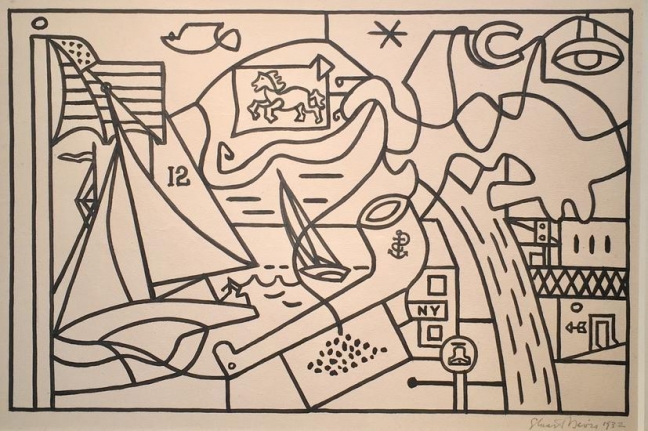 Stuart Davis, Study for Men without Women, Radio City Music Hall, New York, 1932, ink and pencil on paper, 12 x 17 1/2 in.