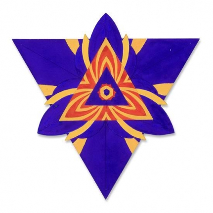 Blade Blue, 2008-2018, gouache/cut paper, 12 x 12 in. ($16,000)