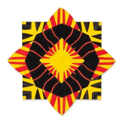 Ray Yellow, 2018, gouache/cut paper, 10 3/4 x 10 3/4 in. (Sold)