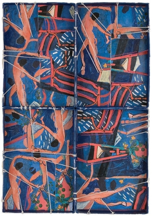 24.VIII.09, graphite and acrylic on board with collage, 10 1/4 x 7 1/4 x 3/4 in.