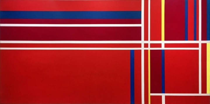 Abstraction in Three Reds, 1980, acrylic on canvas, 48 x 96 in.