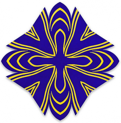 Quatrefoil Blue, 2008, oil on wood, 72 x 72 x 1 3/4 in.