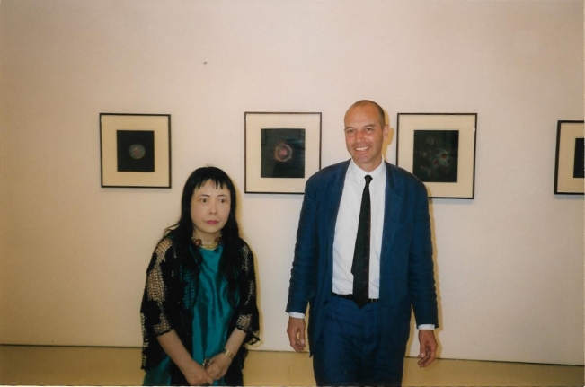 Yayoi Kusama and Peter Blum at her exhibition Works on paper from the 1950's, June 20 – September 30, 1998